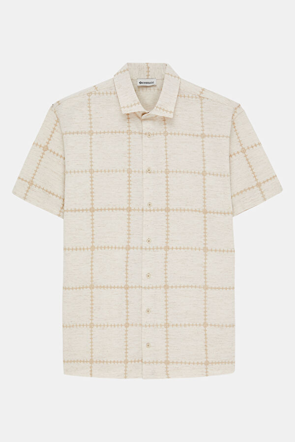 Natural Linen Patterned Regular Shirt 3