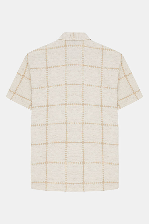 Natural Linen Patterned Regular Shirt 4