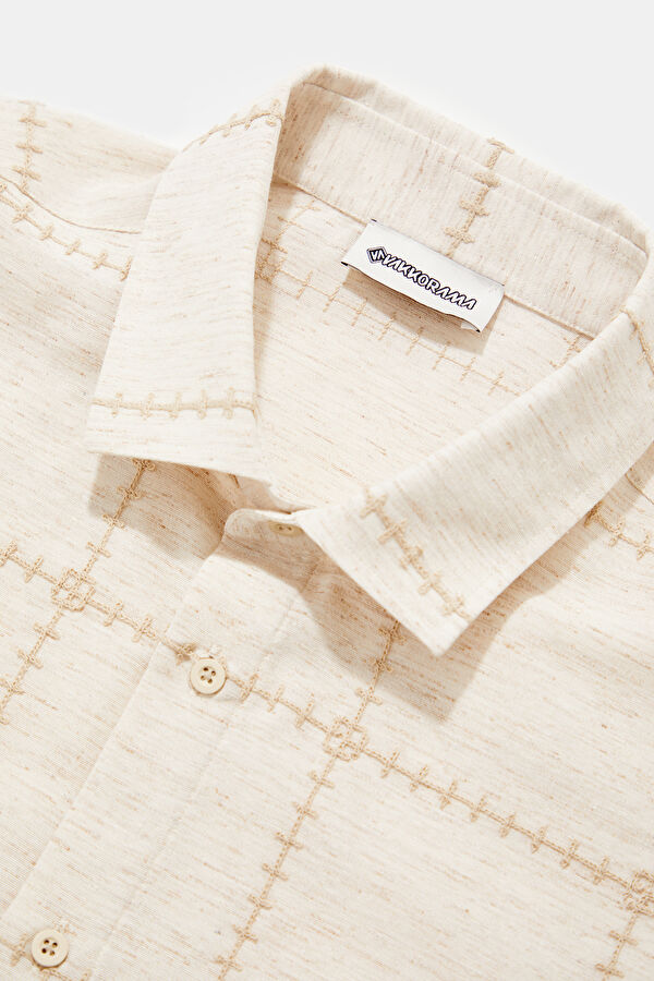 Natural Linen Patterned Regular Shirt 5