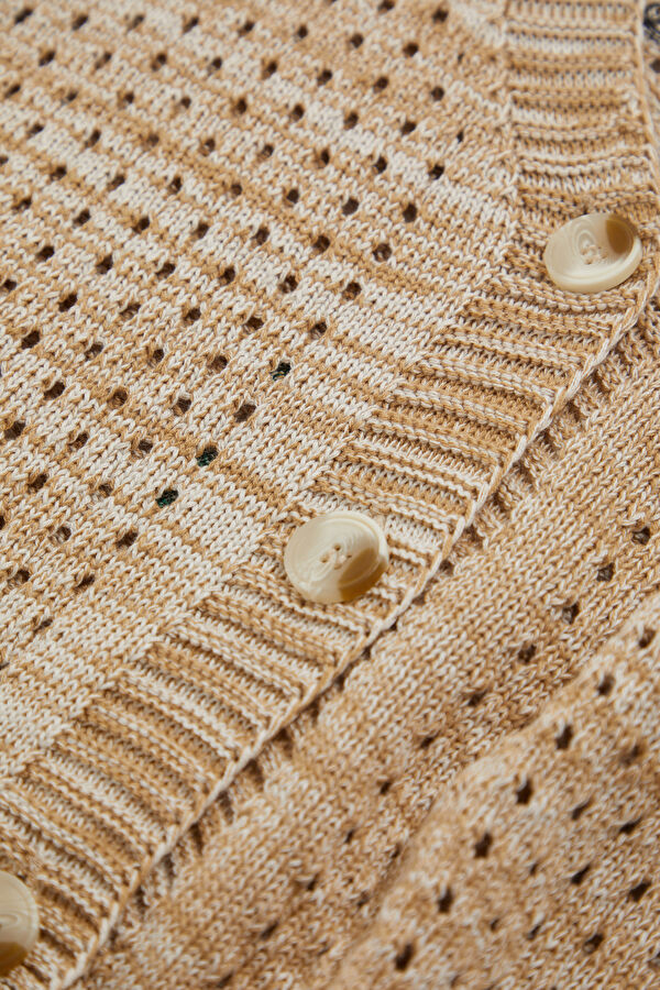 Coffee Knitted Patterned Women's Cardigan 4
