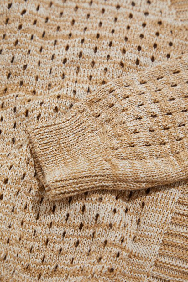 Coffee Knitted Patterned Women's Cardigan 5