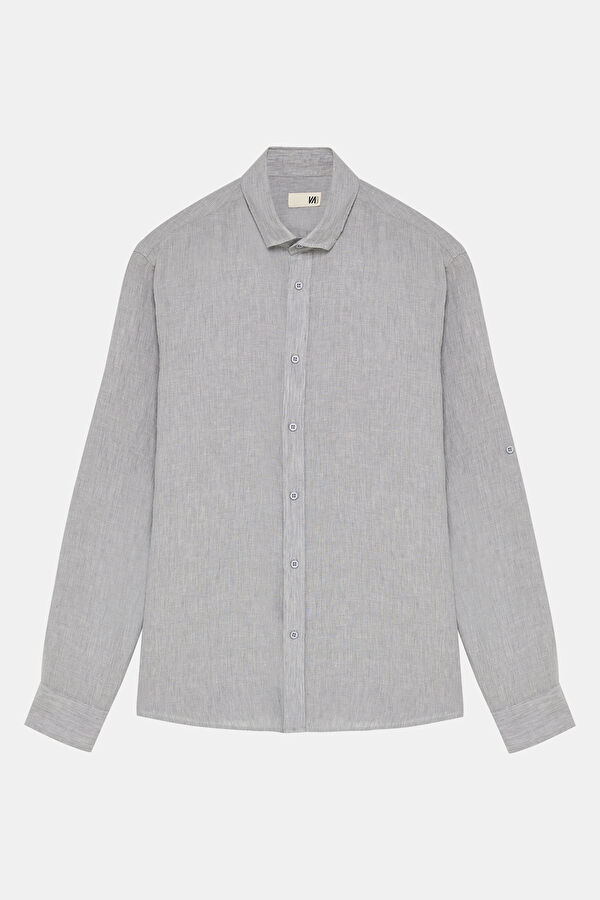 Grey Linen Regular Shirt