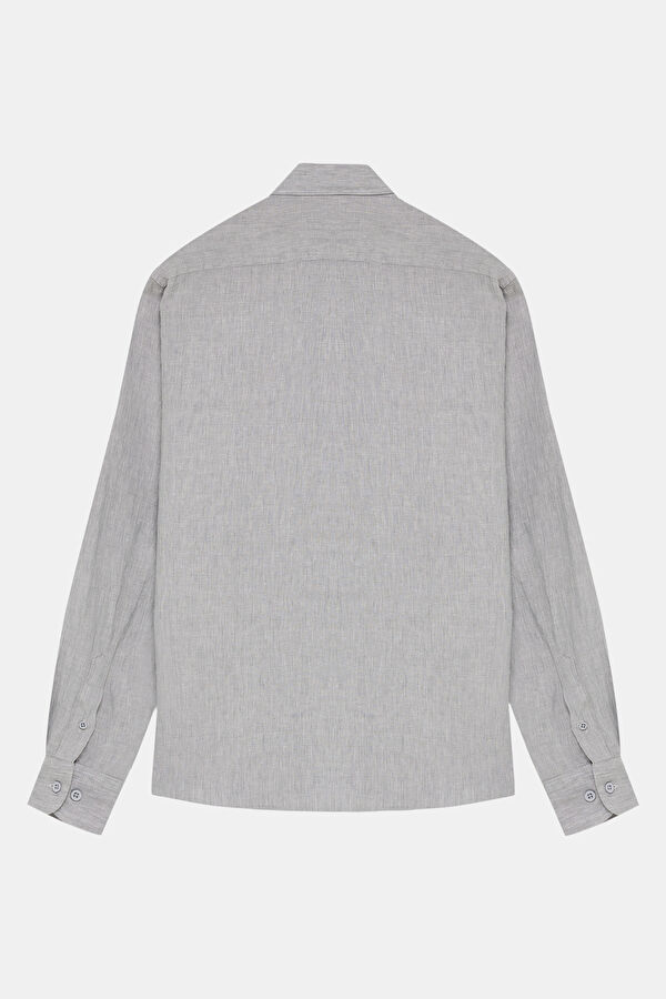 Grey Linen Regular Shirt 2