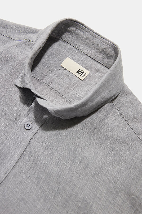 Grey Linen Regular Shirt 3