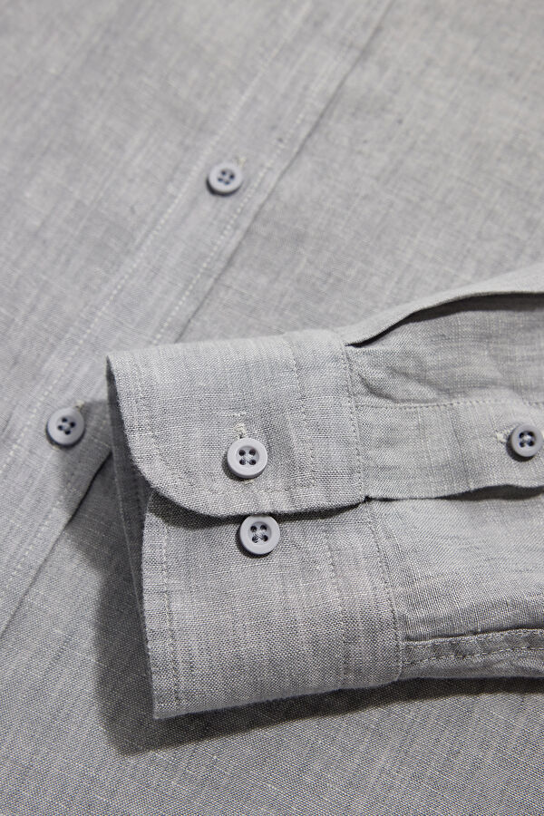 Grey Linen Regular Shirt 4