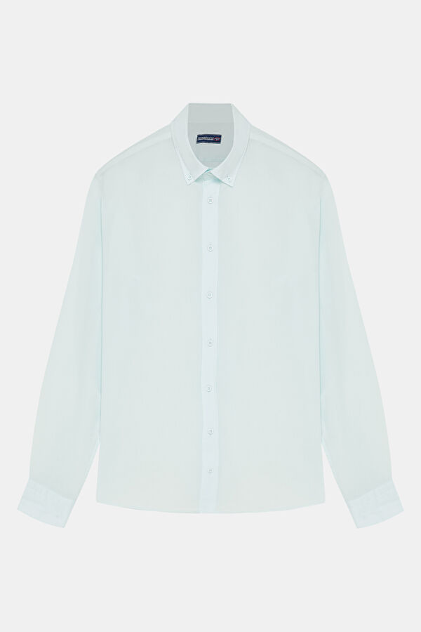 Relaxed Fit Light Blue Button-Down Collar Men's Shirt 3