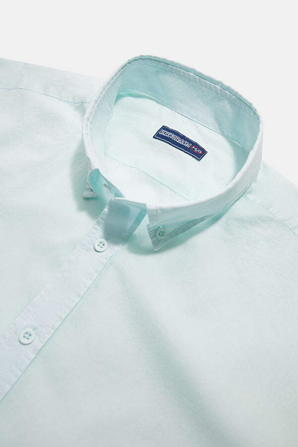 Relaxed Fit Light Blue Button-Down Collar Men's Shirt 5