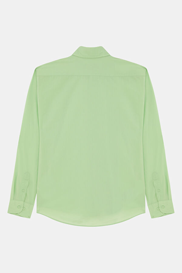 Relaxed Fit Green Button-Down Collar Men's Shirt 4