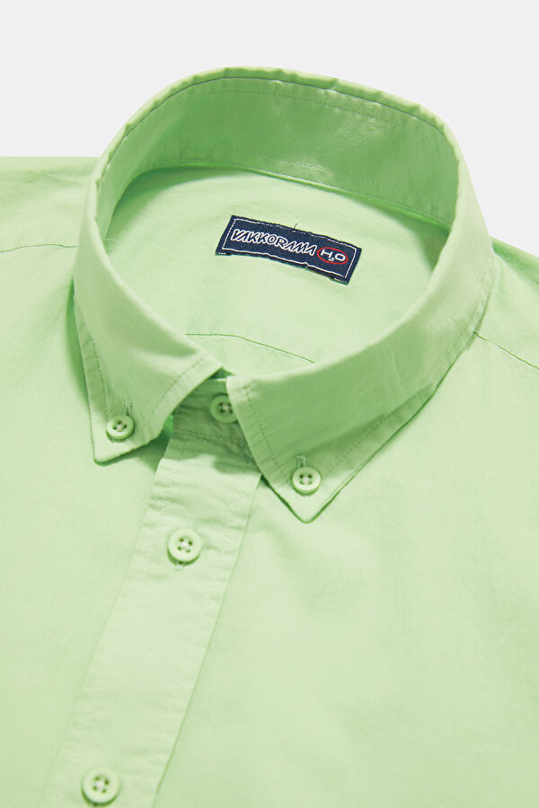 Relaxed Fit Green Button-Down Collar Men's Shirt 5