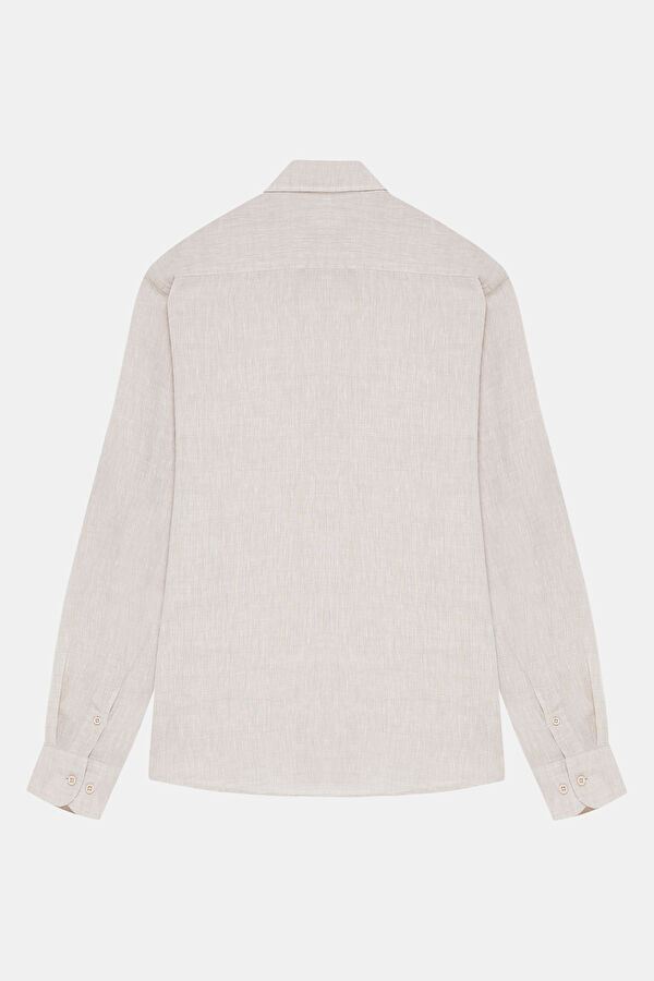 Beige Linen Regular Men's Shirt 2