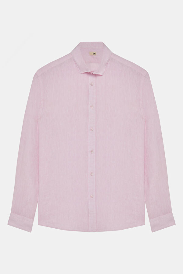 Pink Linen Regular Shirt 3