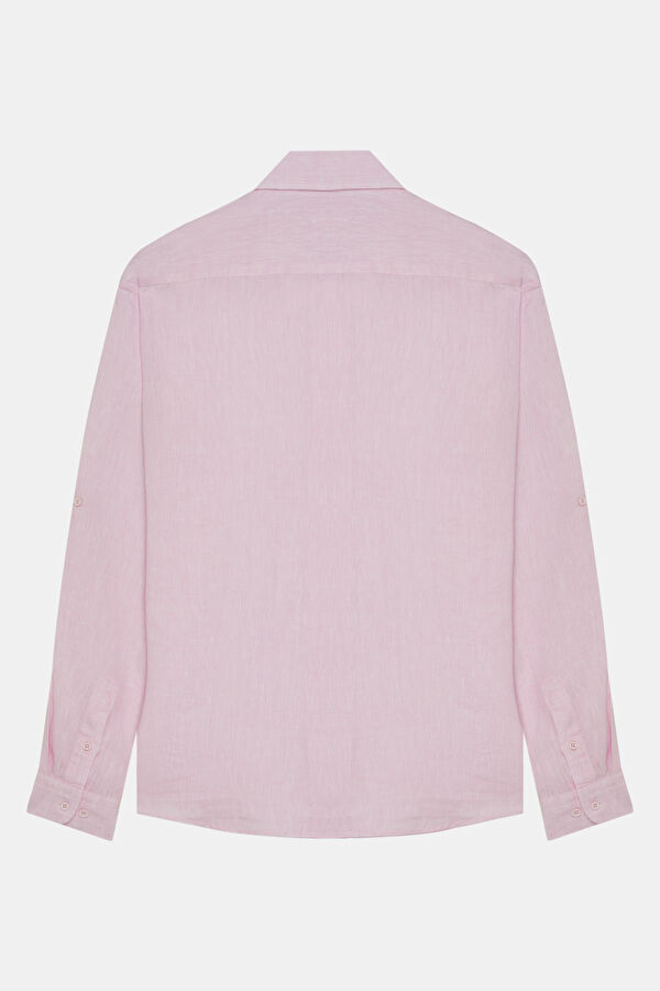 Pink Linen Regular Shirt 4