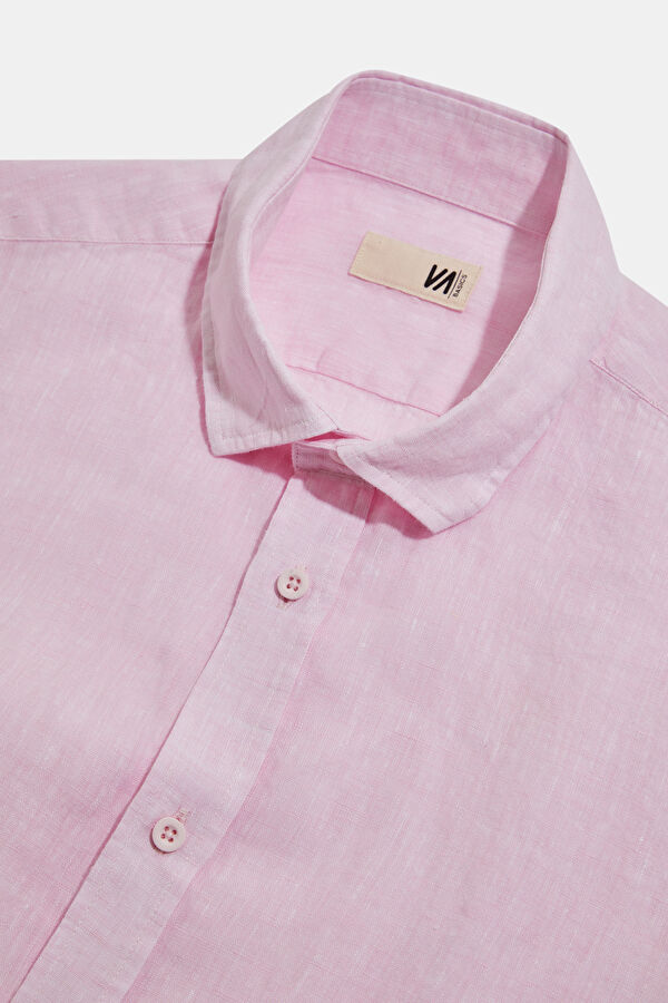 Pink Linen Regular Shirt 5