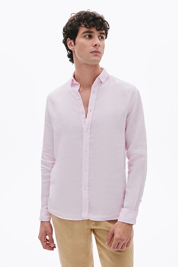 Pink Linen Regular Shirt