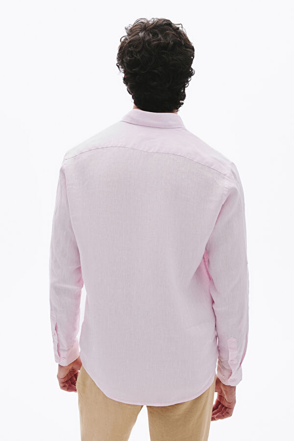 Pink Linen Regular Shirt 2