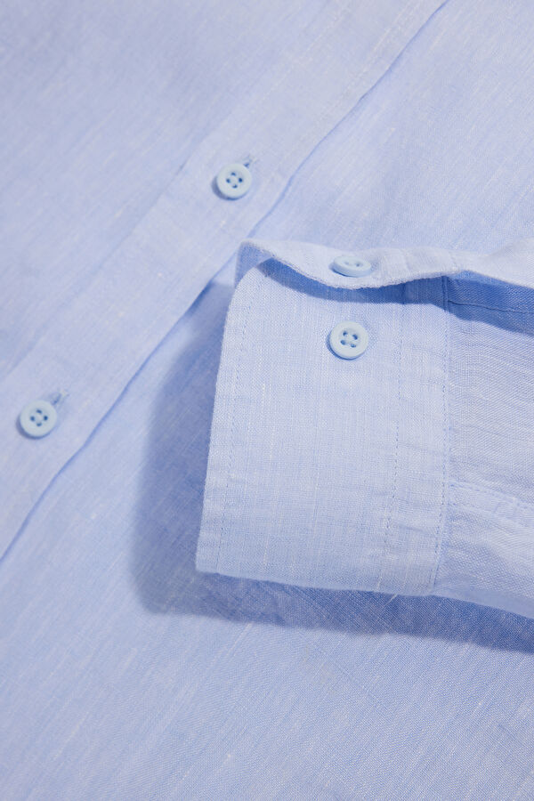 Blue Linen Regular Men's Shirt 6