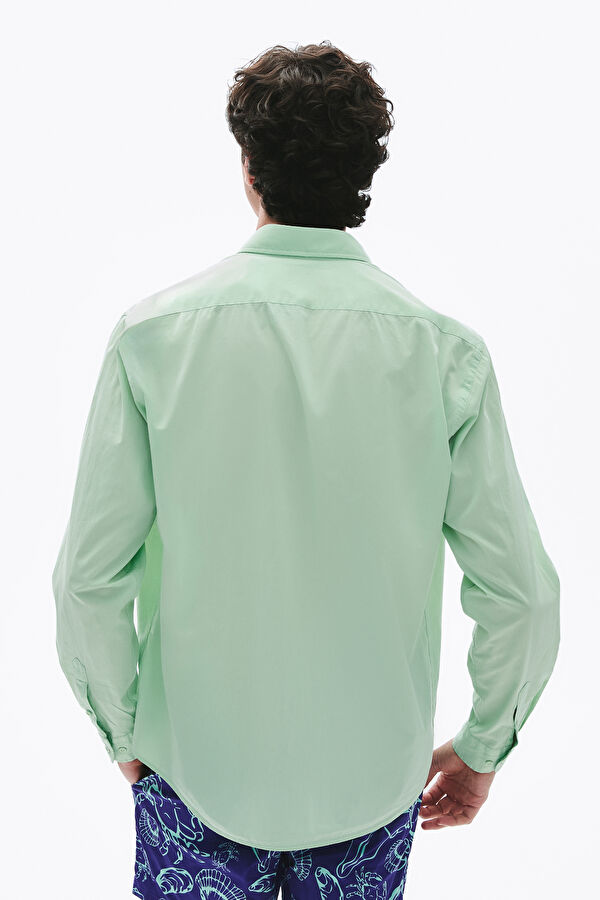 Relaxed Fit Green Button-Down Collar Men's Shirt 2