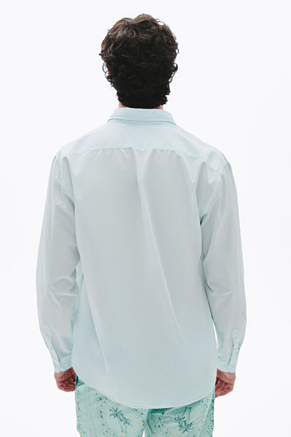 Relaxed Fit Light Blue Button-Down Collar Men's Shirt 2