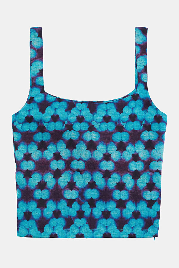 Blue Patterned Strappy Women's Blouse 3