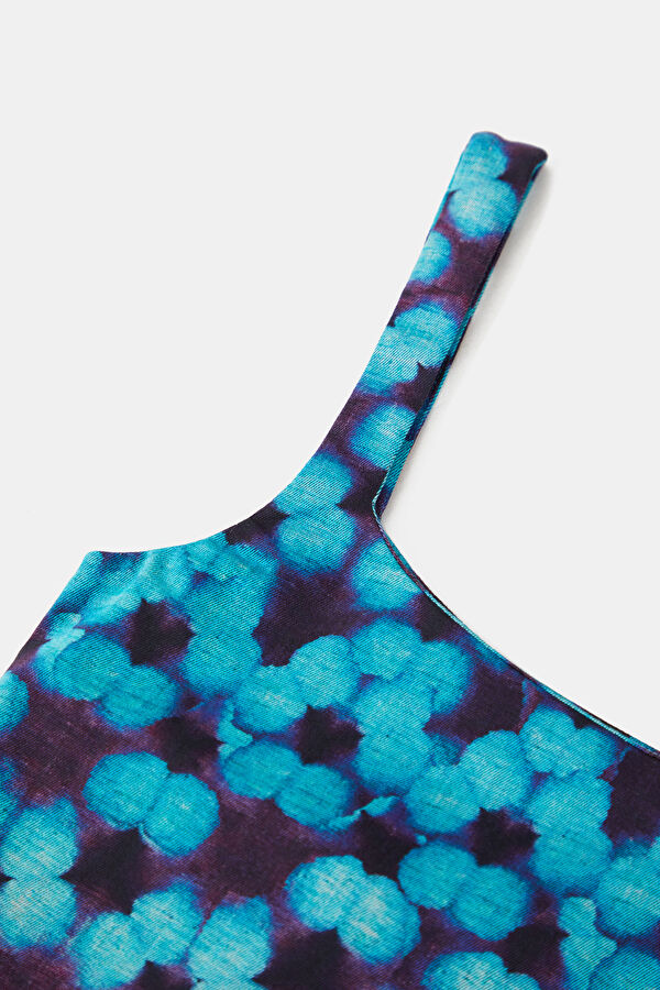Blue Patterned Strappy Women's Blouse 5