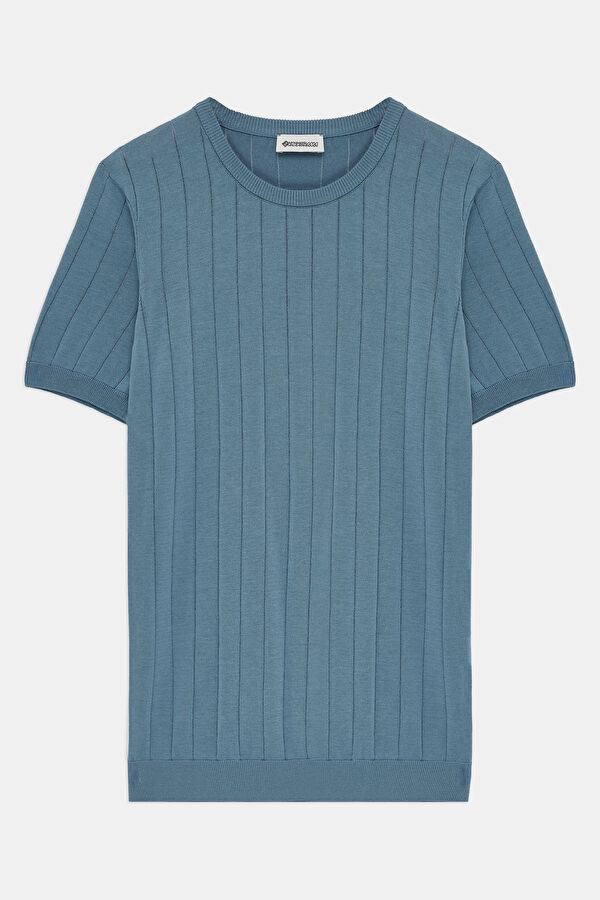 Blue Crew Neck Men's T-Shirt