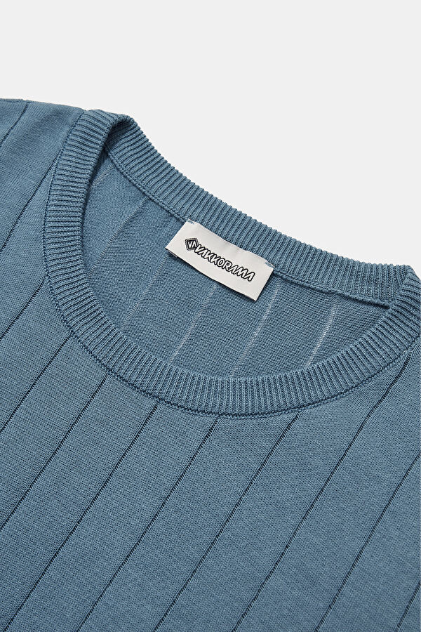 Blue Crew Neck Men's T-Shirt 3