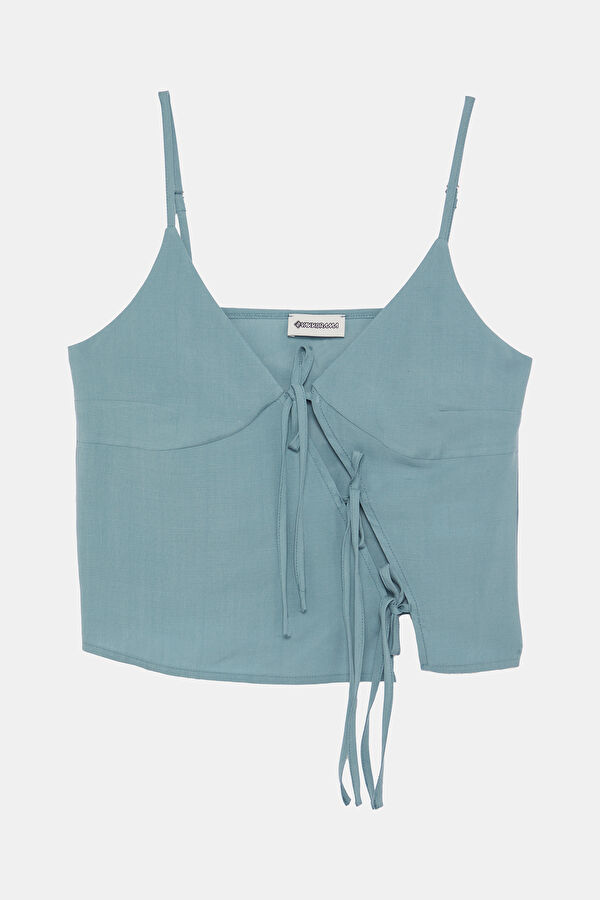 Blue Strappy Women's Blouse 3