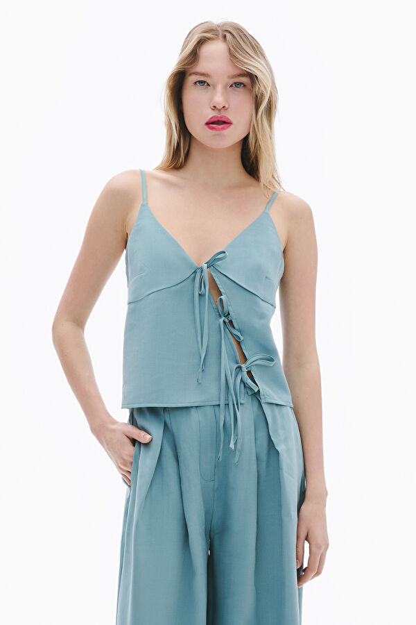Blue Strappy Women's Blouse