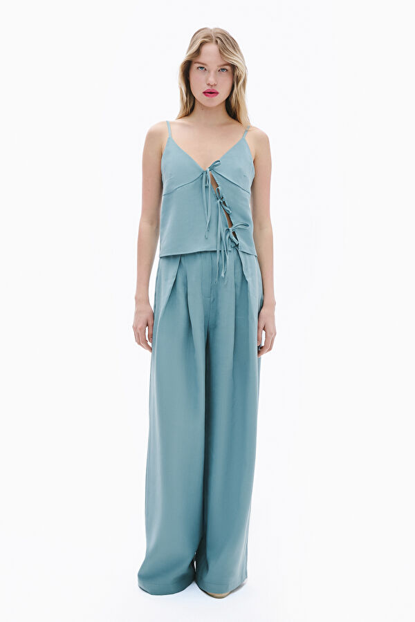 Blue Straight Leg Women's Trousers