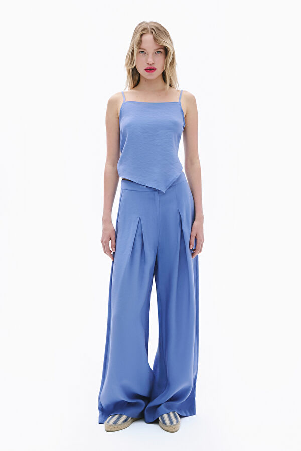 Blue Straight Leg Women's Trousers