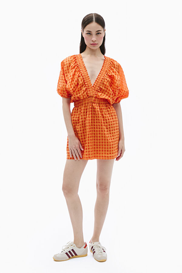 Orange Patterned Women's Dress