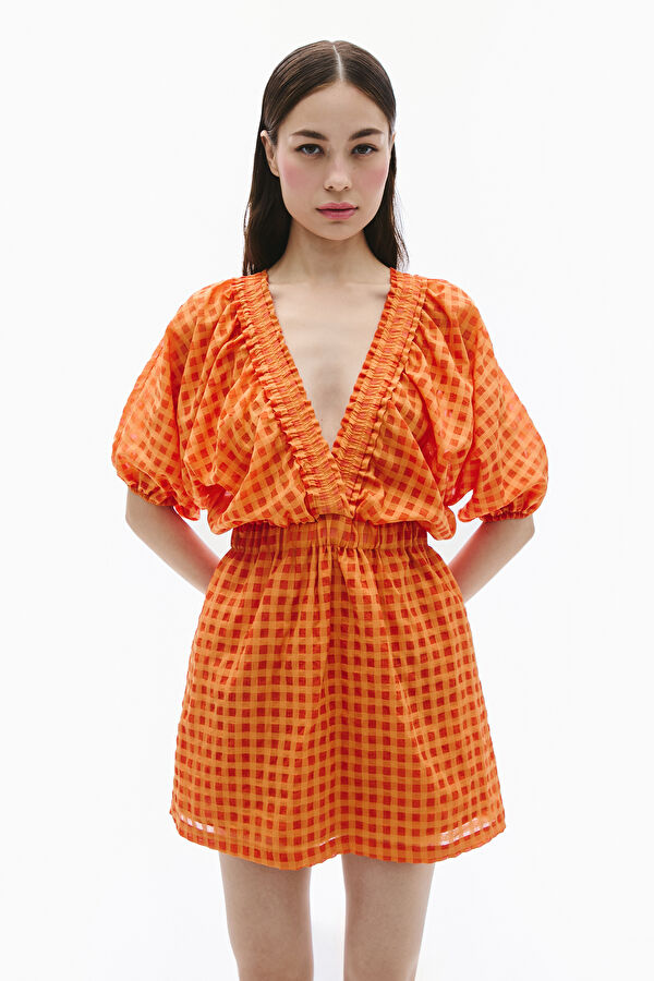 Orange Patterned Women's Dress 2