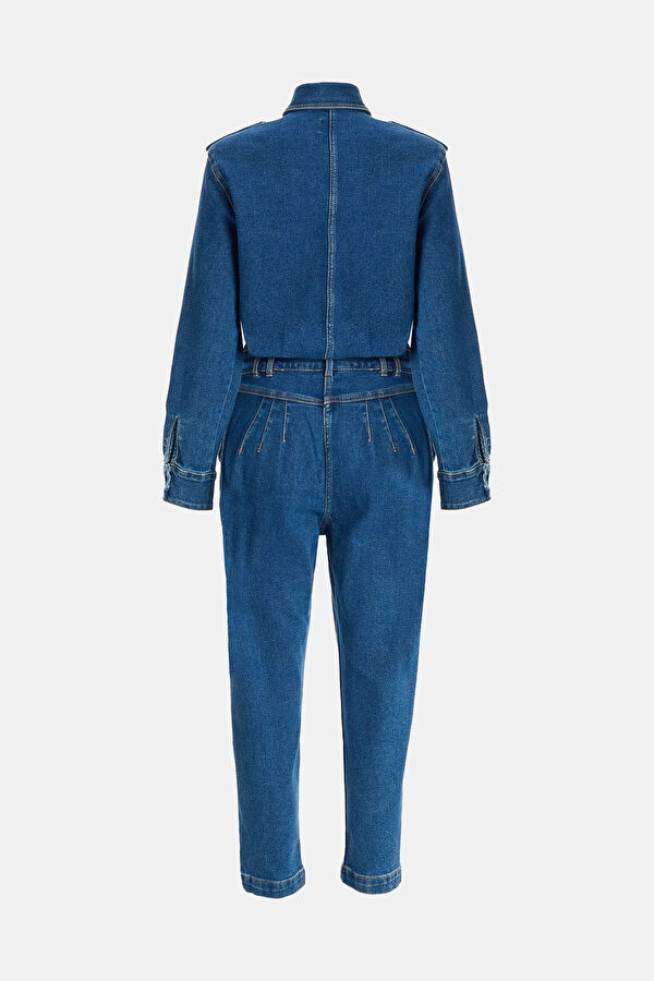 Navy Blue Denim Women's Jumpsuit 2