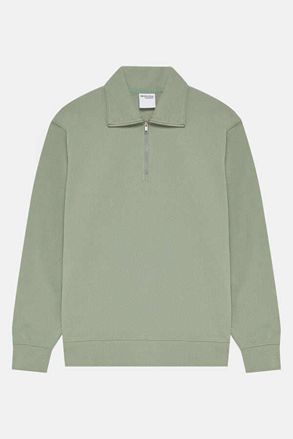 Açık Yeşil Dik Yaka Erkek Sweatshirt