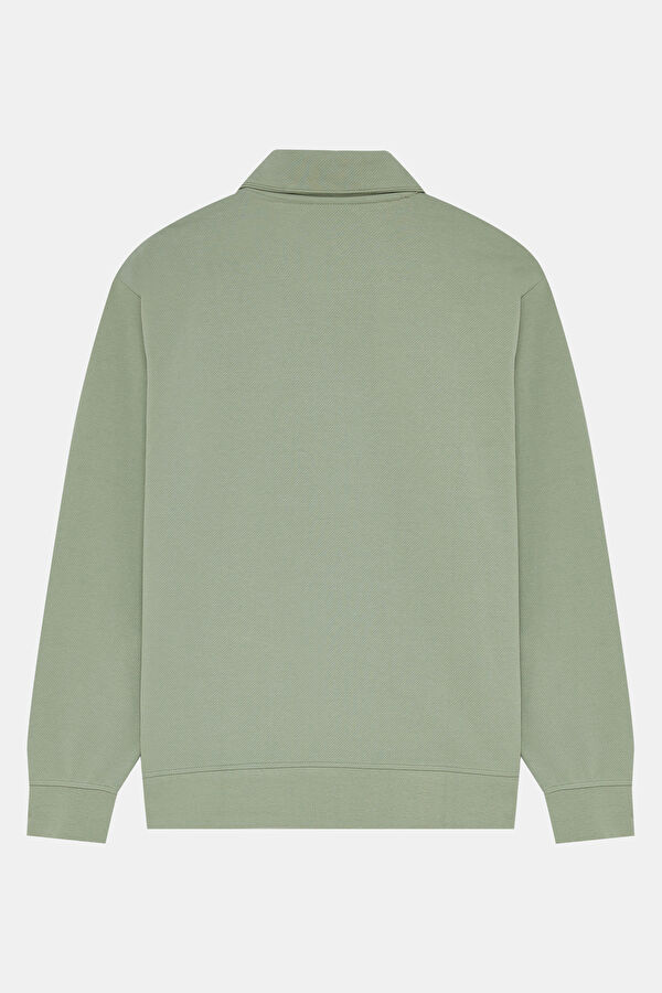 Açık Yeşil Dik Yaka Erkek Sweatshirt 2