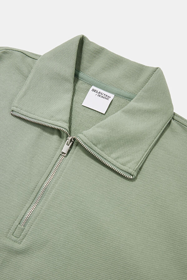 Açık Yeşil Dik Yaka Erkek Sweatshirt 3