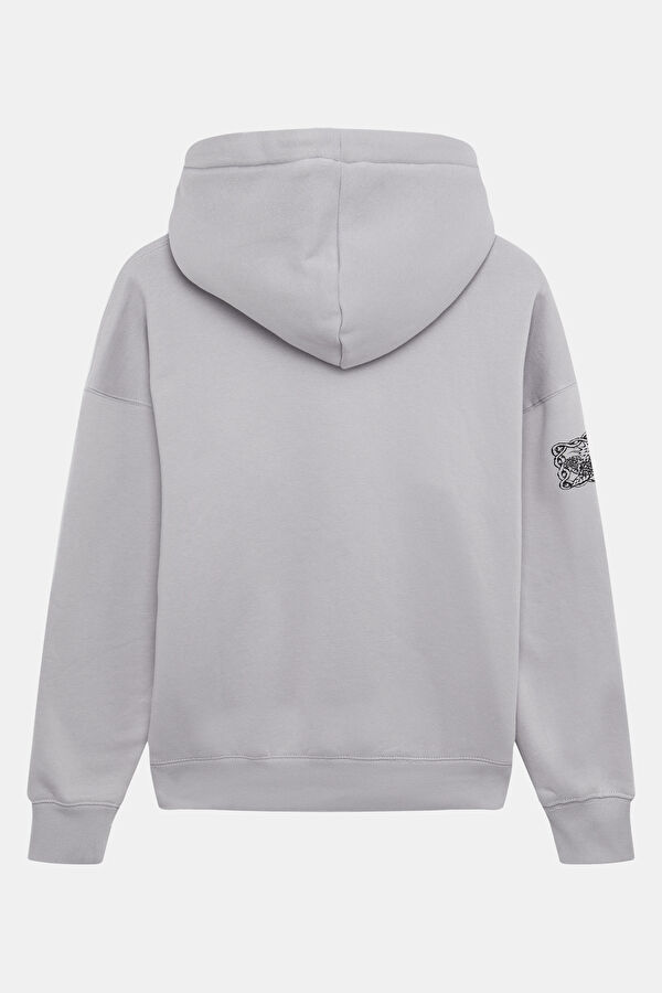 Lila Relax Kalıp Kapüşonlu Erkek Sweatshirt 2