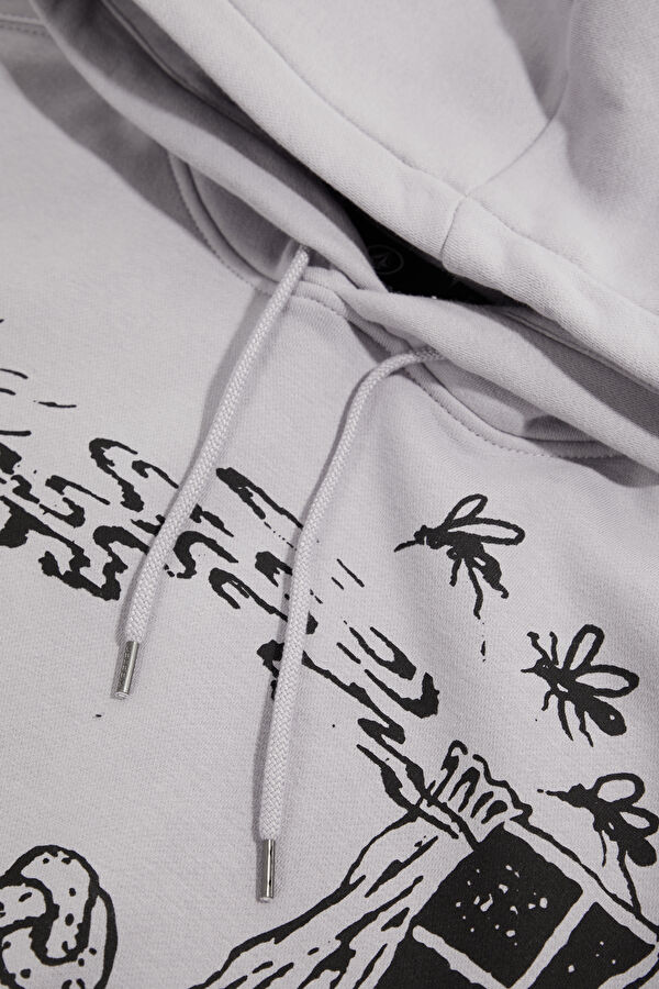 Lila Relax Kalıp Kapüşonlu Erkek Sweatshirt 3