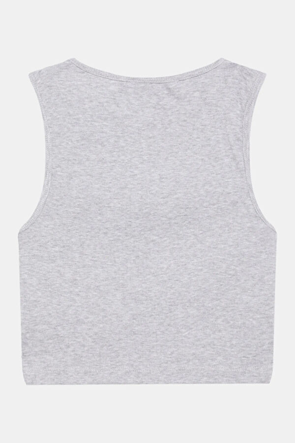 Light Gray Embroidered Sleeveless Women's Blouse 2