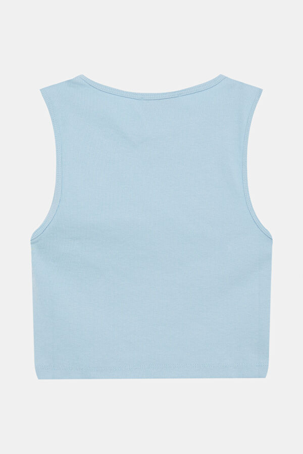 Light Blue Printed Sleeveless Blouse 2