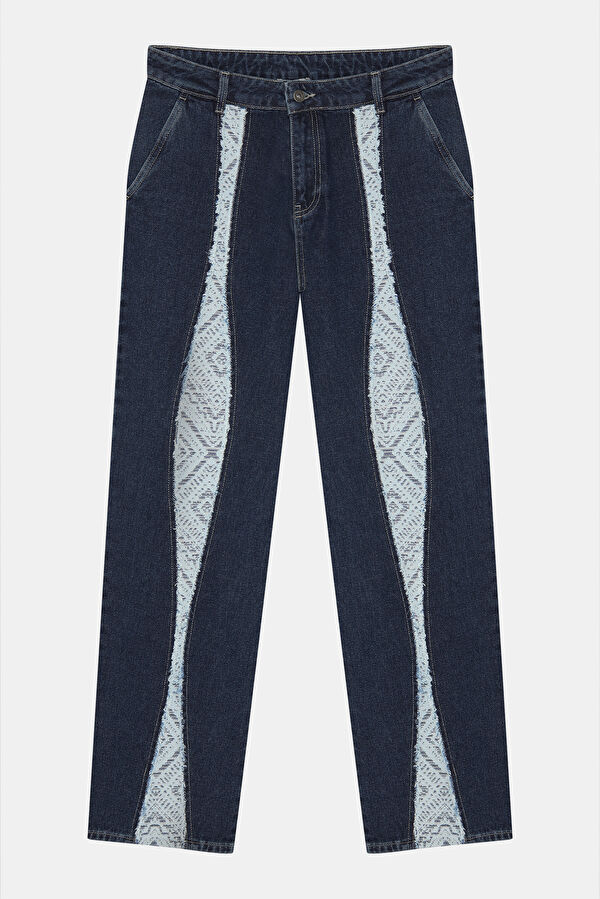 Navy Blue Straight-Leg Pants