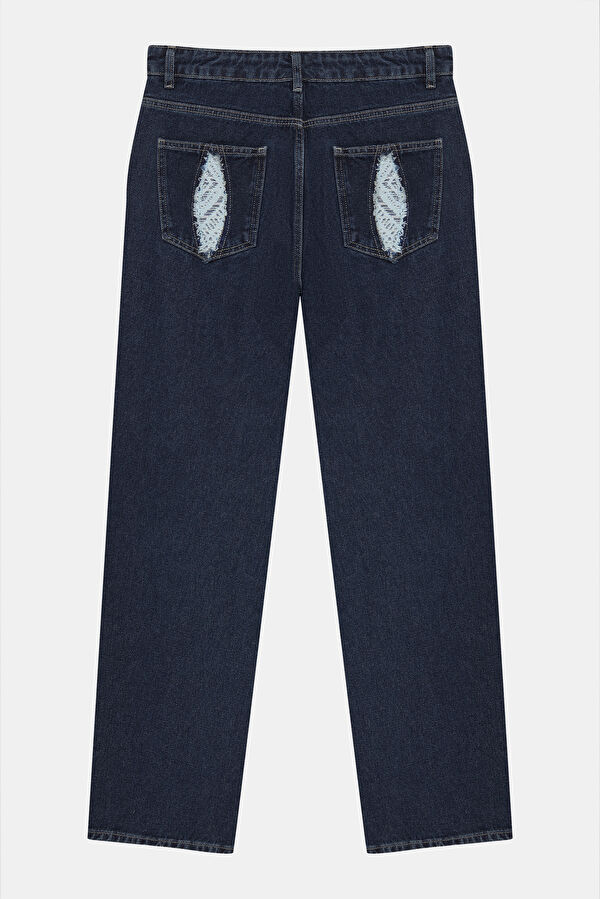 Navy Blue Straight-Leg Pants 2