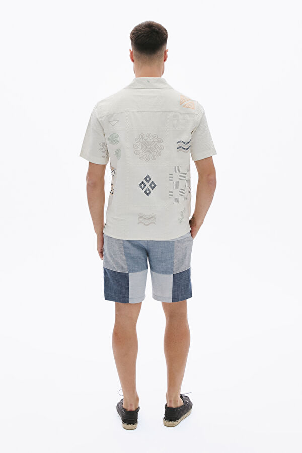 Colorful Linen Viscose Men's Shorts with Trim Details 2