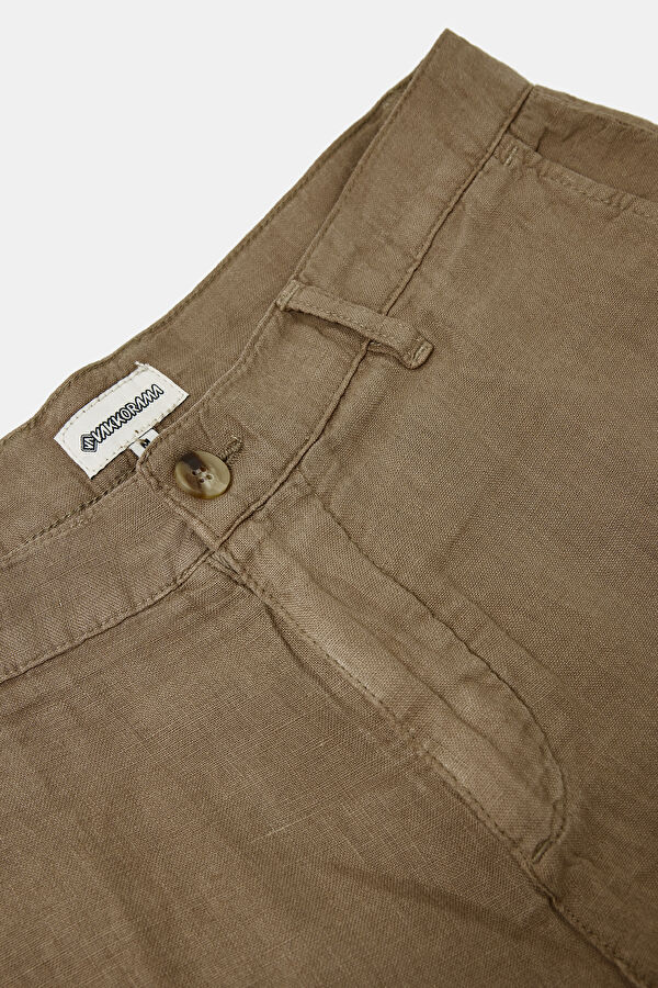 Coffee Brown Linen Men's Shorts 5