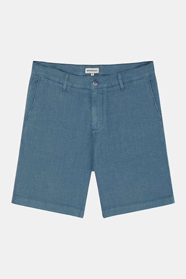 Blue Linen Men's Shorts 3