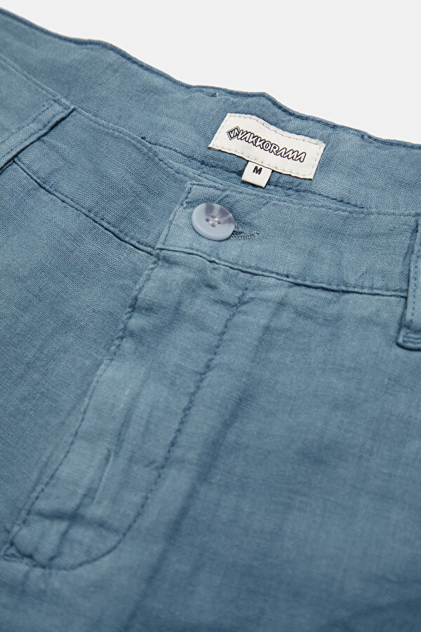 Blue Linen Men's Shorts 5