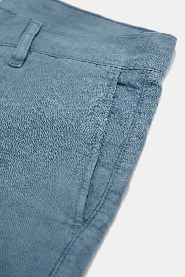 Blue Linen Men's Shorts 6