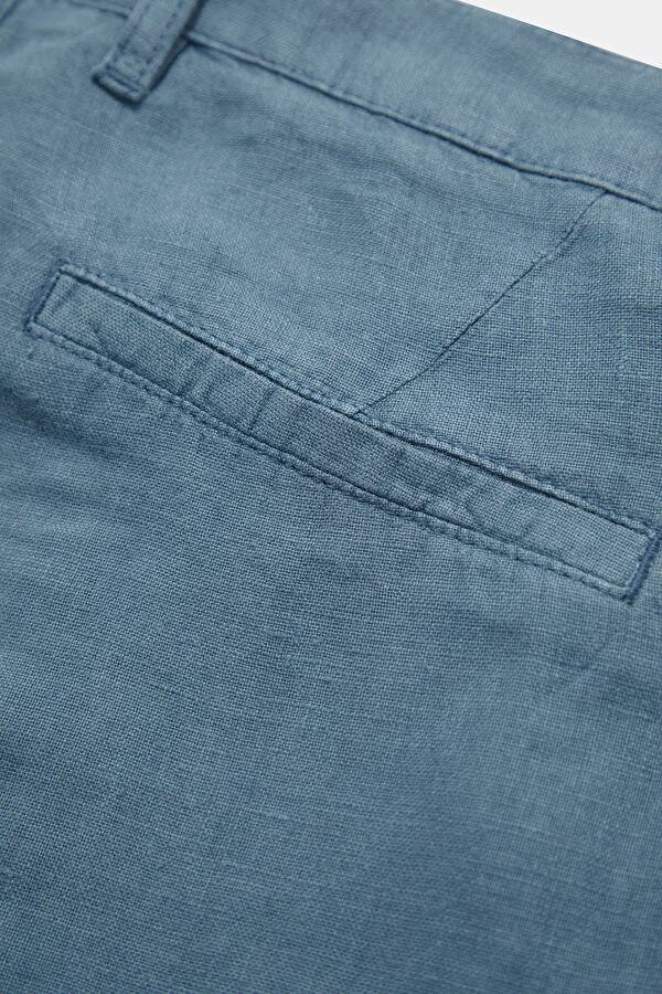 Blue Linen Men's Shorts 7
