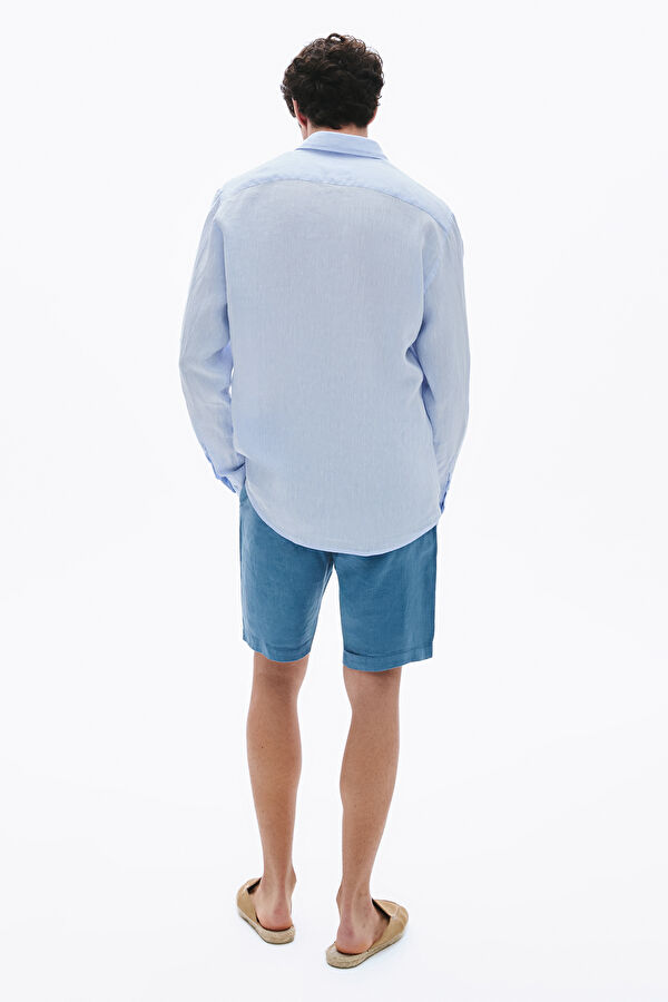 Blue Linen Men's Shorts 2