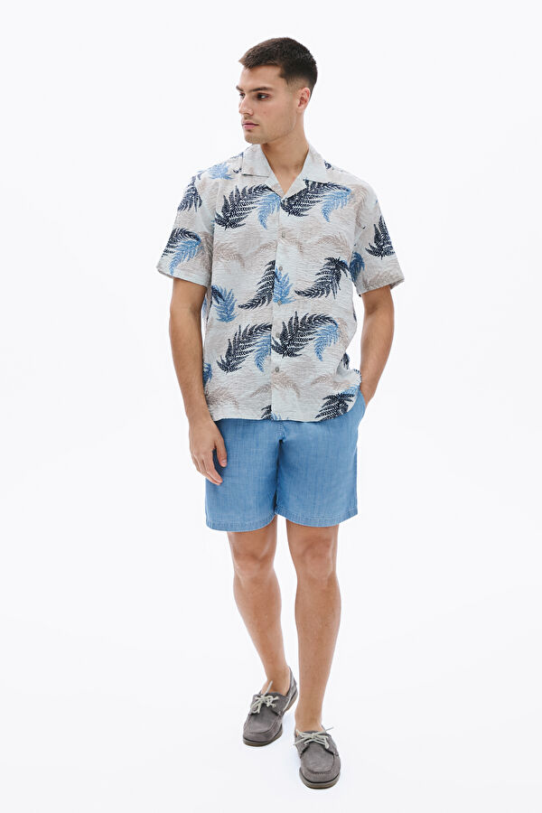 Colorful Patterned Resort Collar Men's Shirt
